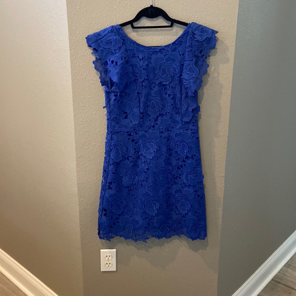 Topshop Royal blue floral lace mini cocktail dress